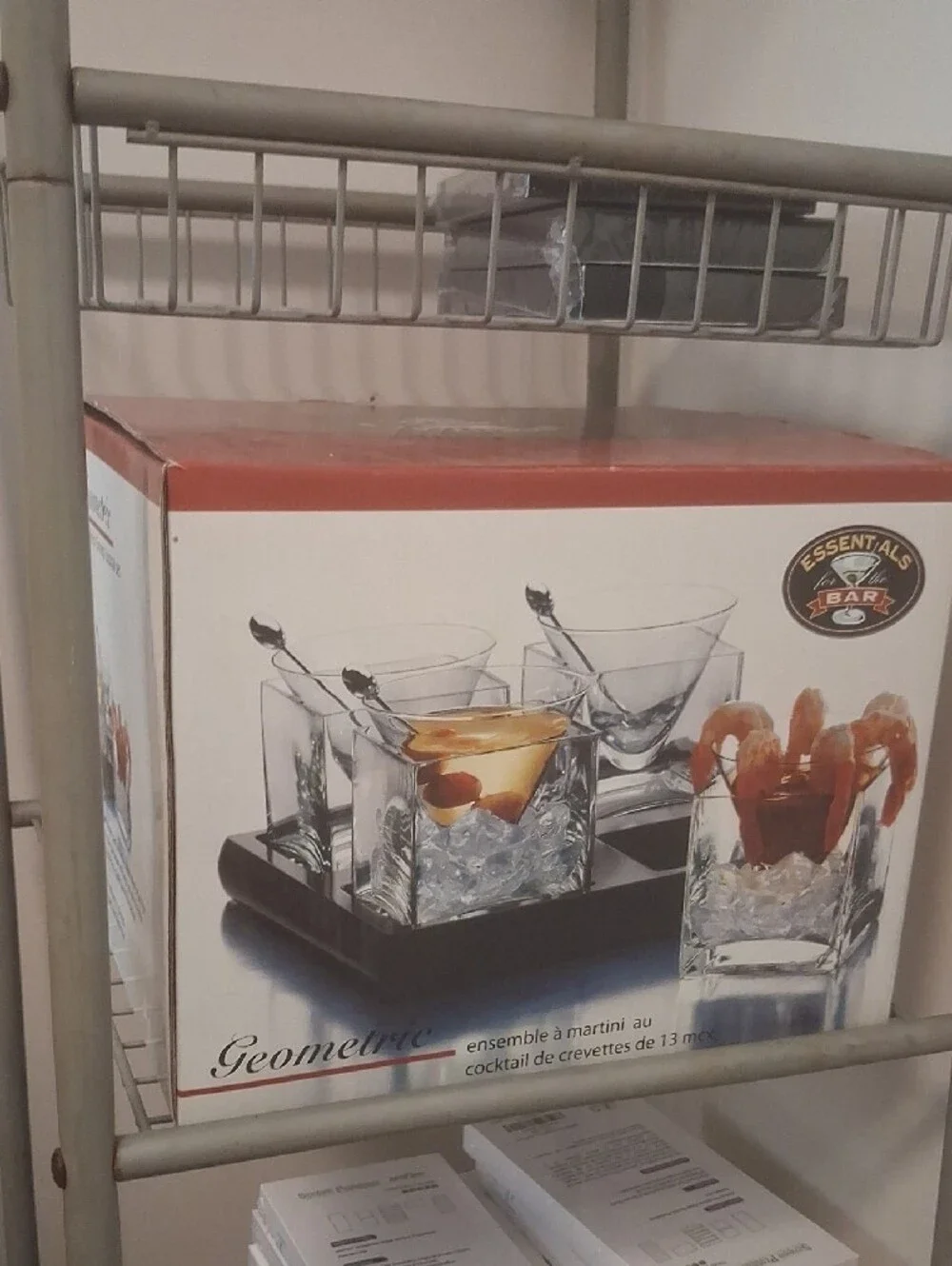 13 pc. Martini & Shrimp Cocktail Set - Clear Glass with Black Tray